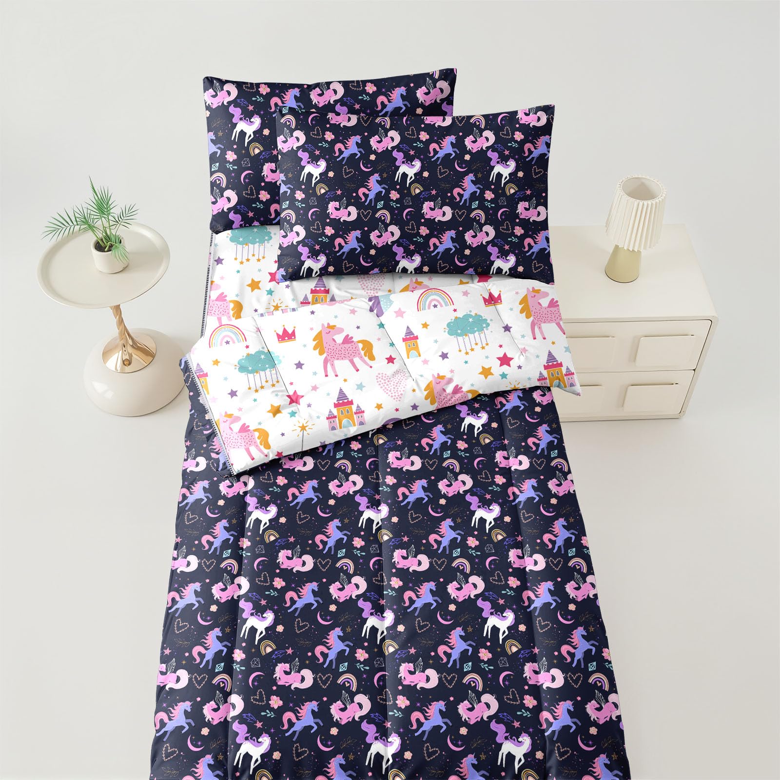 Dearller unicorn bedding twin sheet included for a complete sleep set