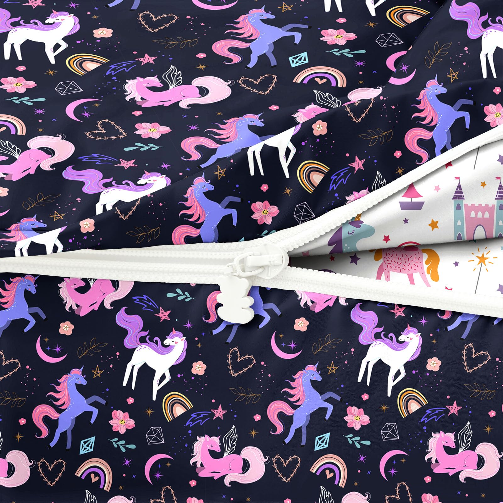 Dearller unicorn print features vivid patterns for young imaginations