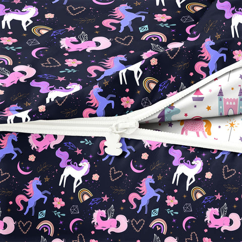 Dearller unicorn print features vivid patterns for young imaginations
