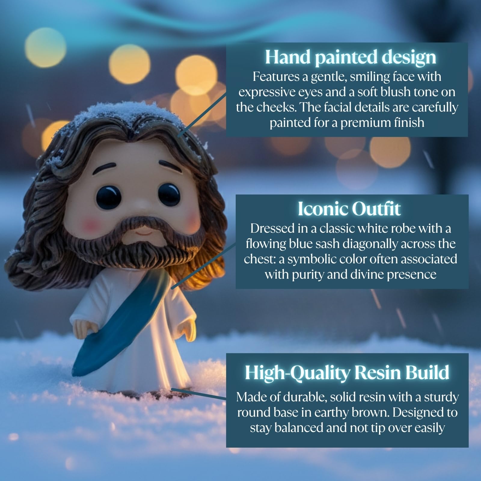 DECCED gift-ready Jesus bobblehead suitable for baptisms and holidays.