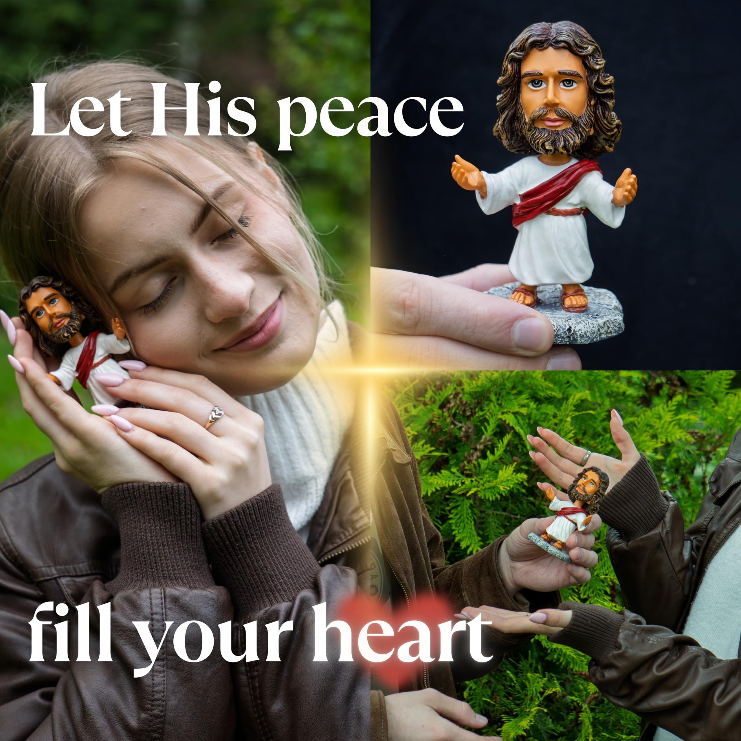DECCED compact 4-29-inch Jesus statue fits small spaces on dashboards or desks.