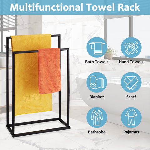 DECLUTTR no-drill towel rack can be moved anywhere without wall mounting.