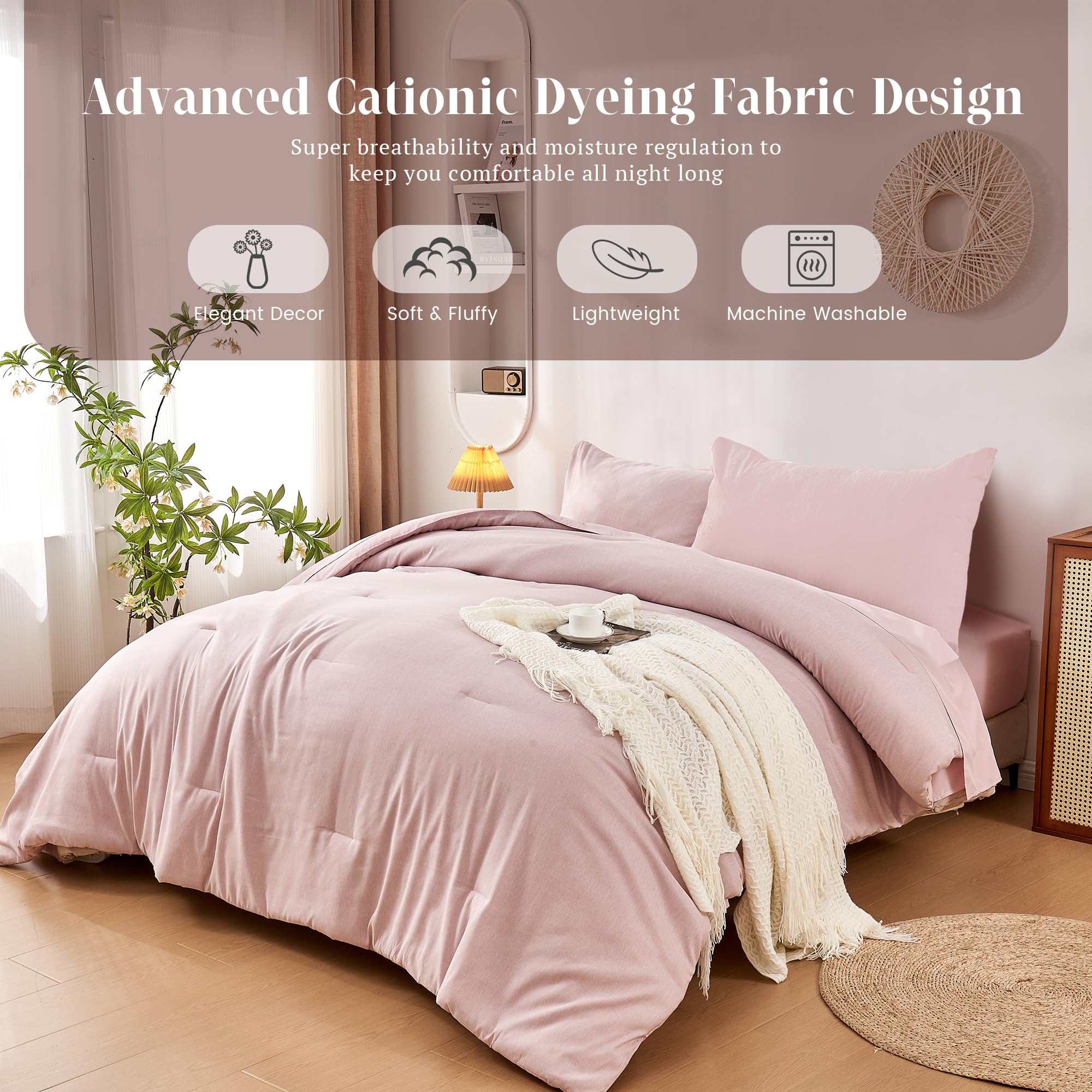 DECMAY pink pillowcase/shams display coordinated styling and durable stitching.