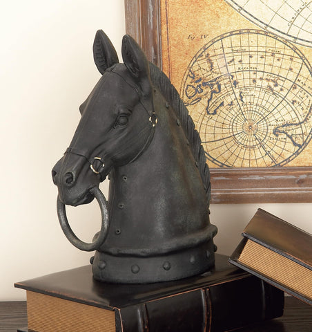 Deco 79 black polystone horse figurine with gold accents elevates mantels.