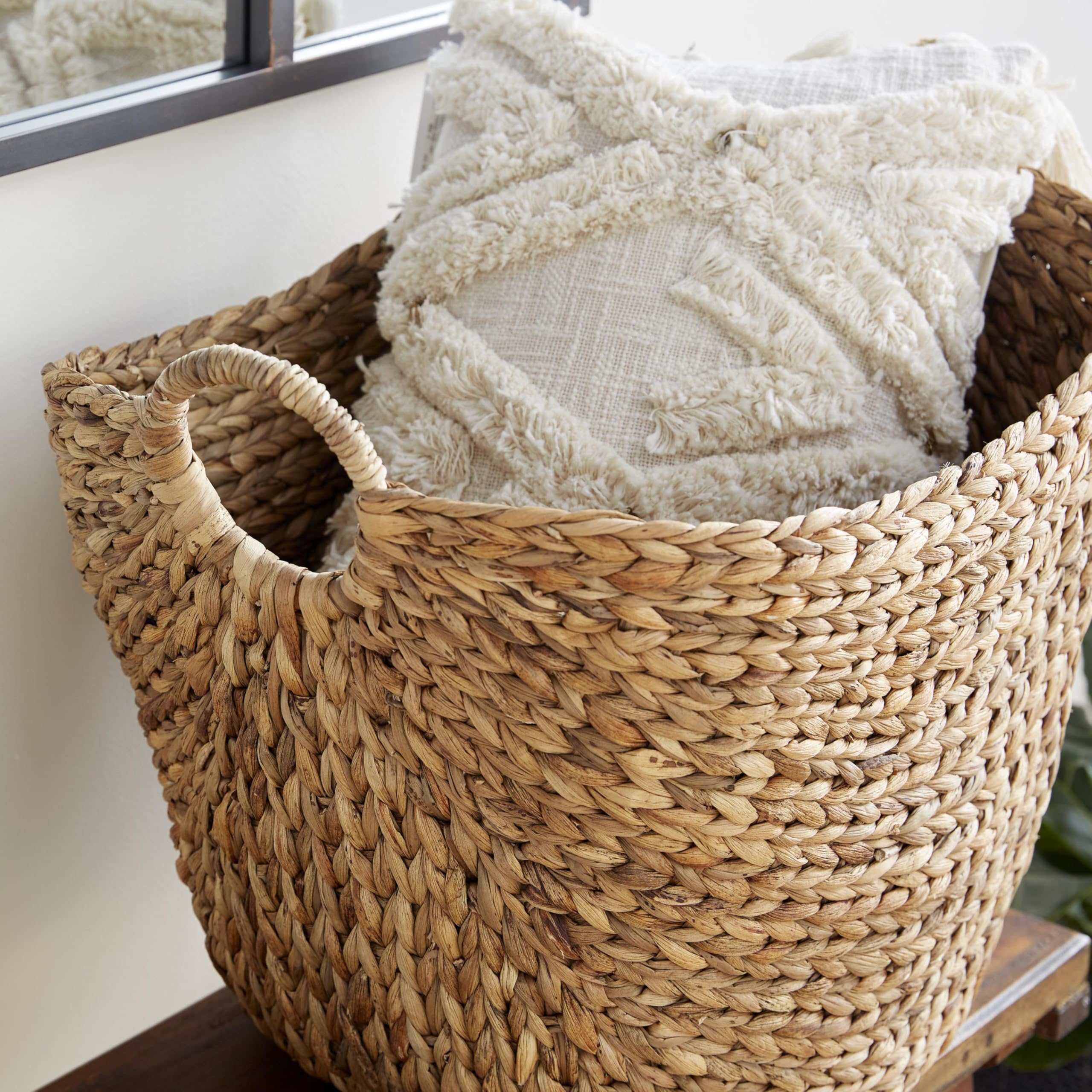 Deco 79 large convex basket offers generous interior space (21W x 17L x 17H).
