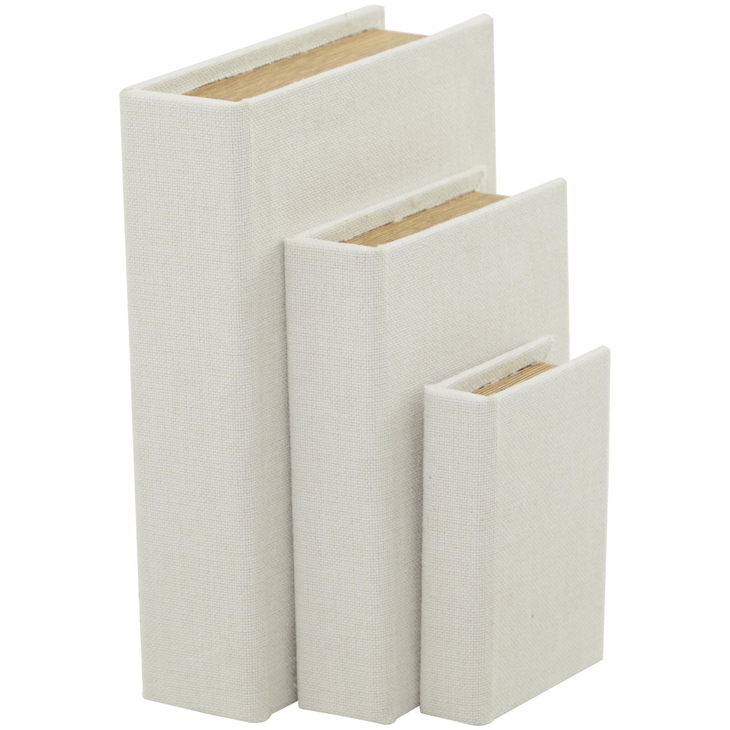 Deco 79 linen fabric decorative box 12-inch white for stylish shelf storage