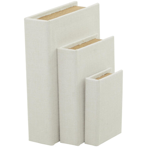 Deco 79 linen fabric decorative box 12-inch white for stylish shelf storage