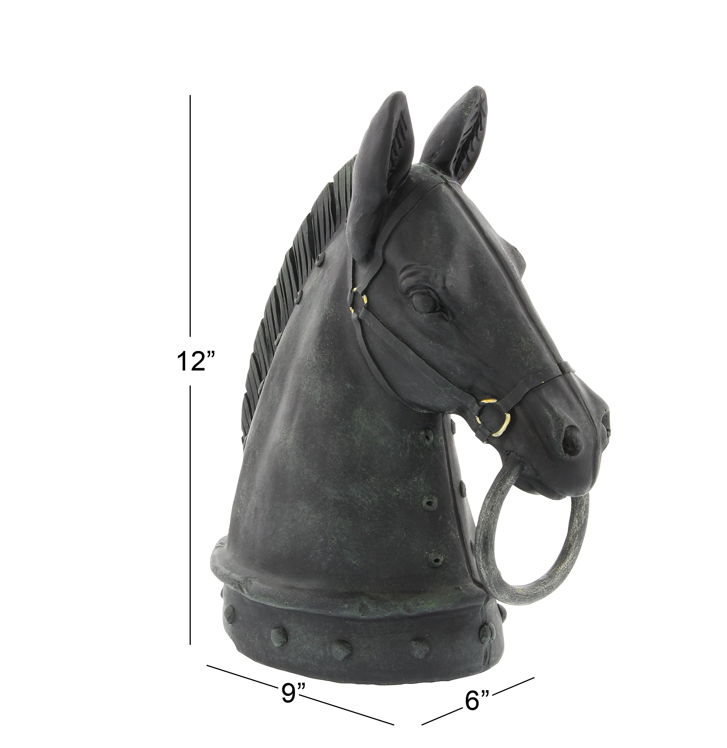 Deco 79 horse head statue with matte black finish complements traditional interiors.