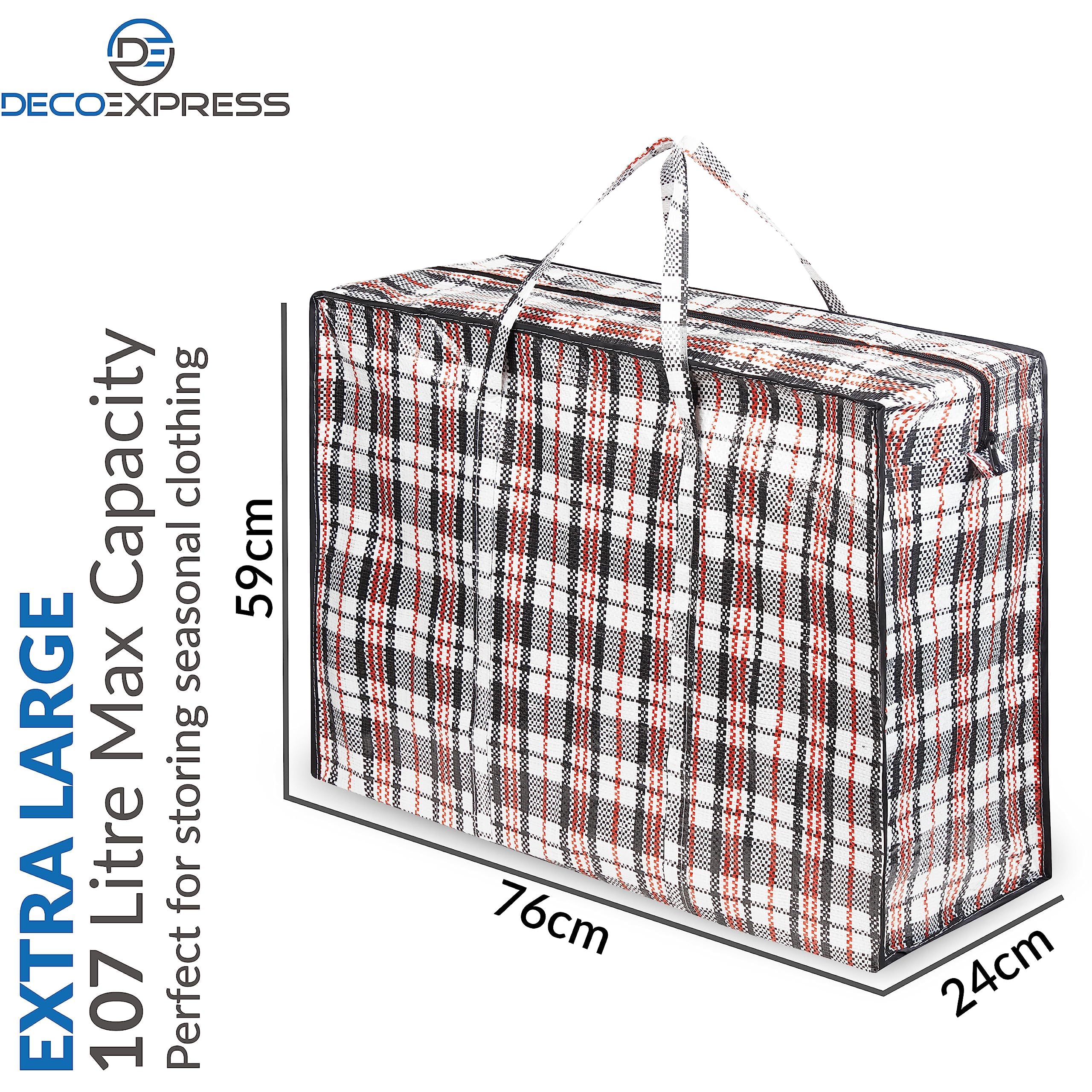 DECO EXPRESS foldable storage bag image demonstrating flat packing when not in use.