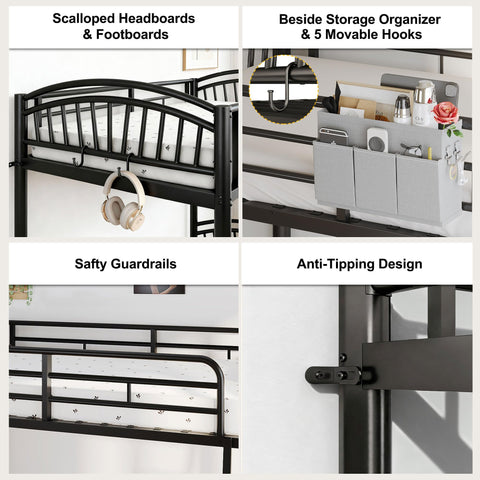Decofy bunk bed wide rungs protect feet during climbs
