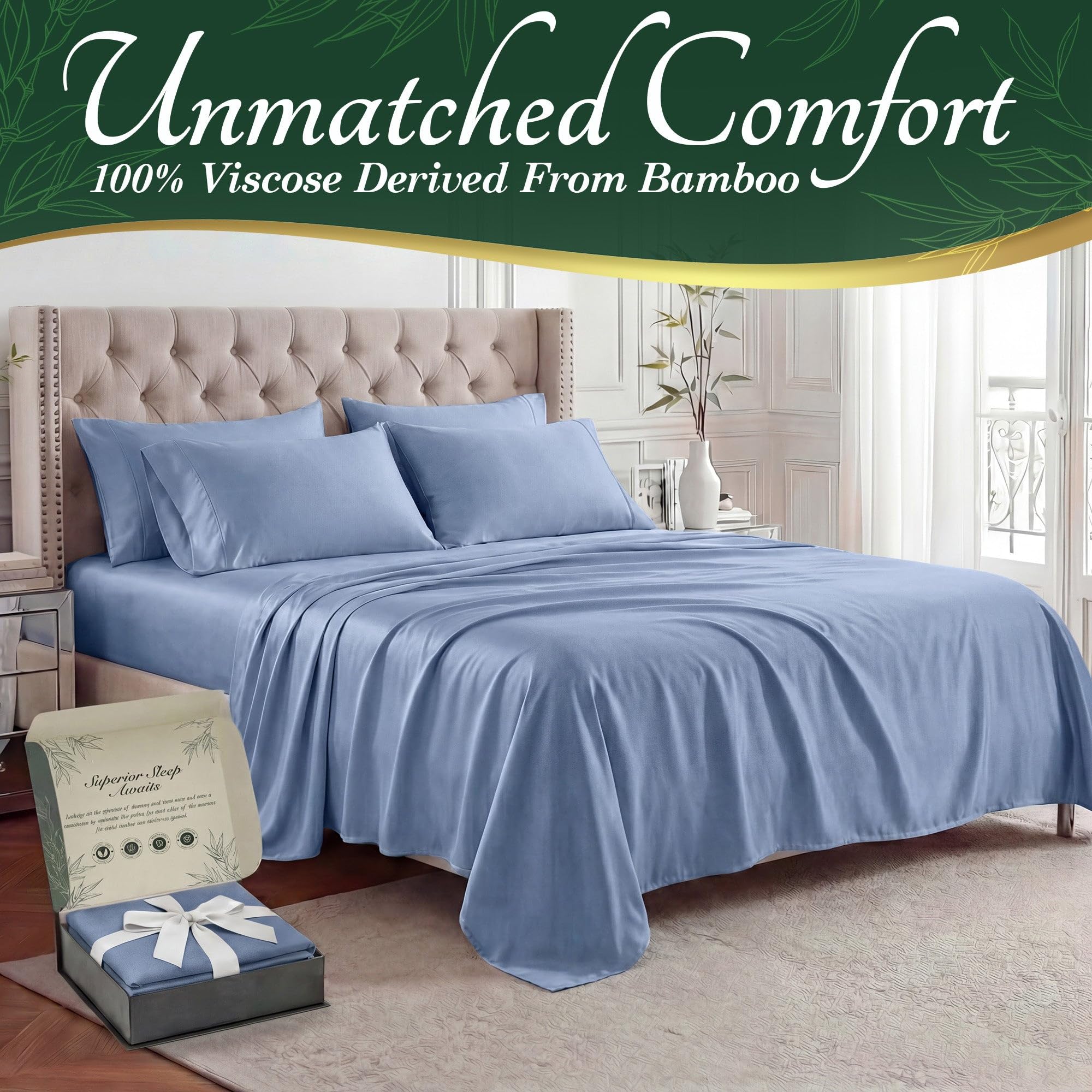 Decolure bamboo queen fitted sheet with deep pocket keeps mattress securely covered.