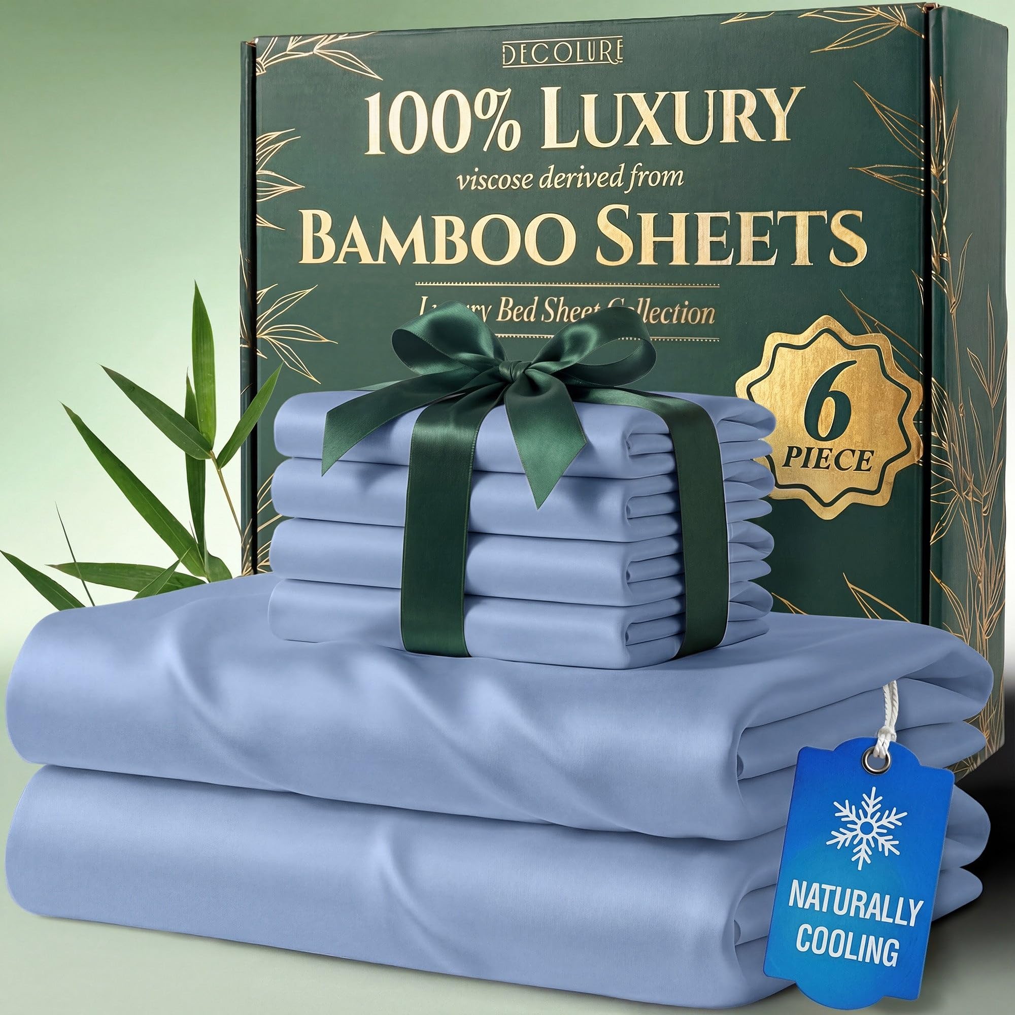 Decolure bamboo queen flat sheet close-up shows ultra-soft, breathable fabric.