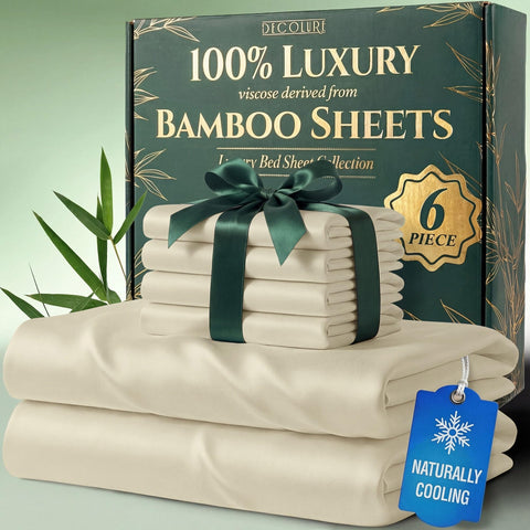 DECOLURE bamboo sheets flat sheet for silky night-time comfort
