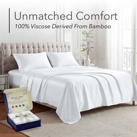 DECOLURE bamboo king fitted sheet with deep pocket fits thick mattresses securely