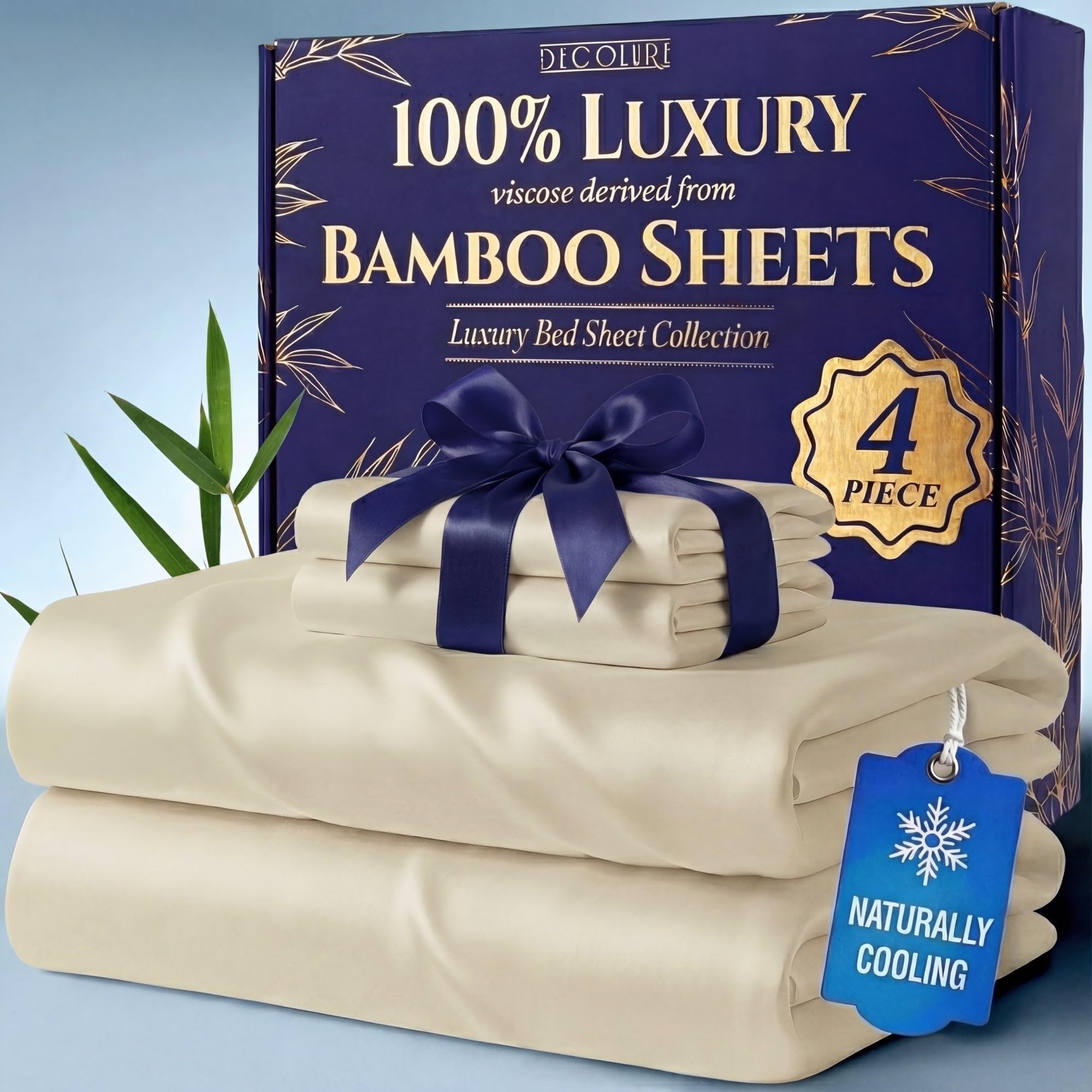 DECOLURE bamboo king flat sheet with silky softness and cooling texture