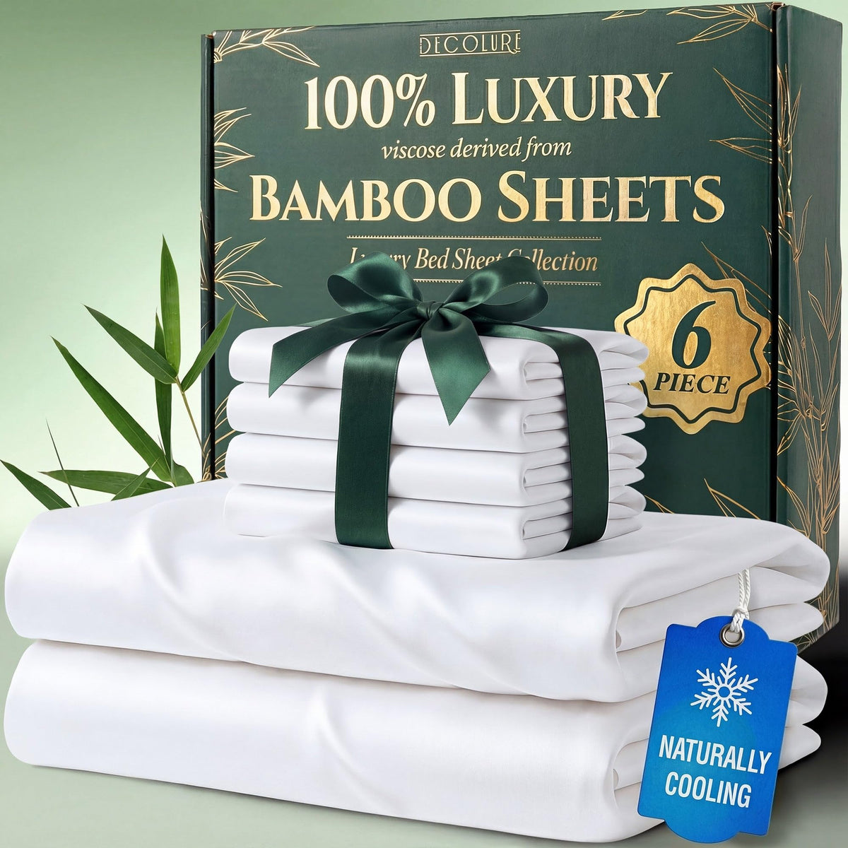 DECOLURE bamboo king flat sheet with silky softness and cooling comfort.