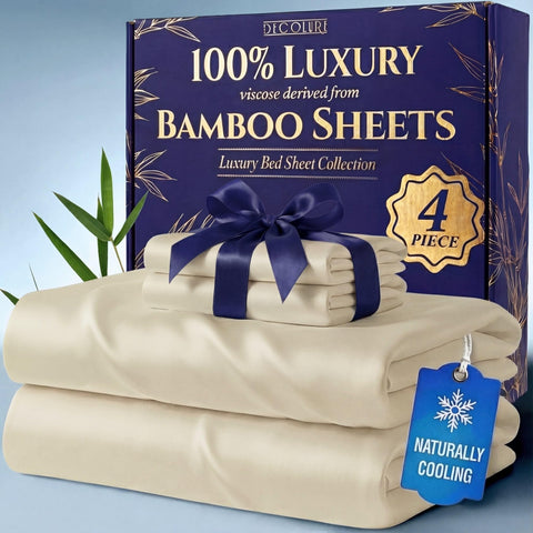 DECOLURE bamboo king flat sheet with silky softness and cooling texture