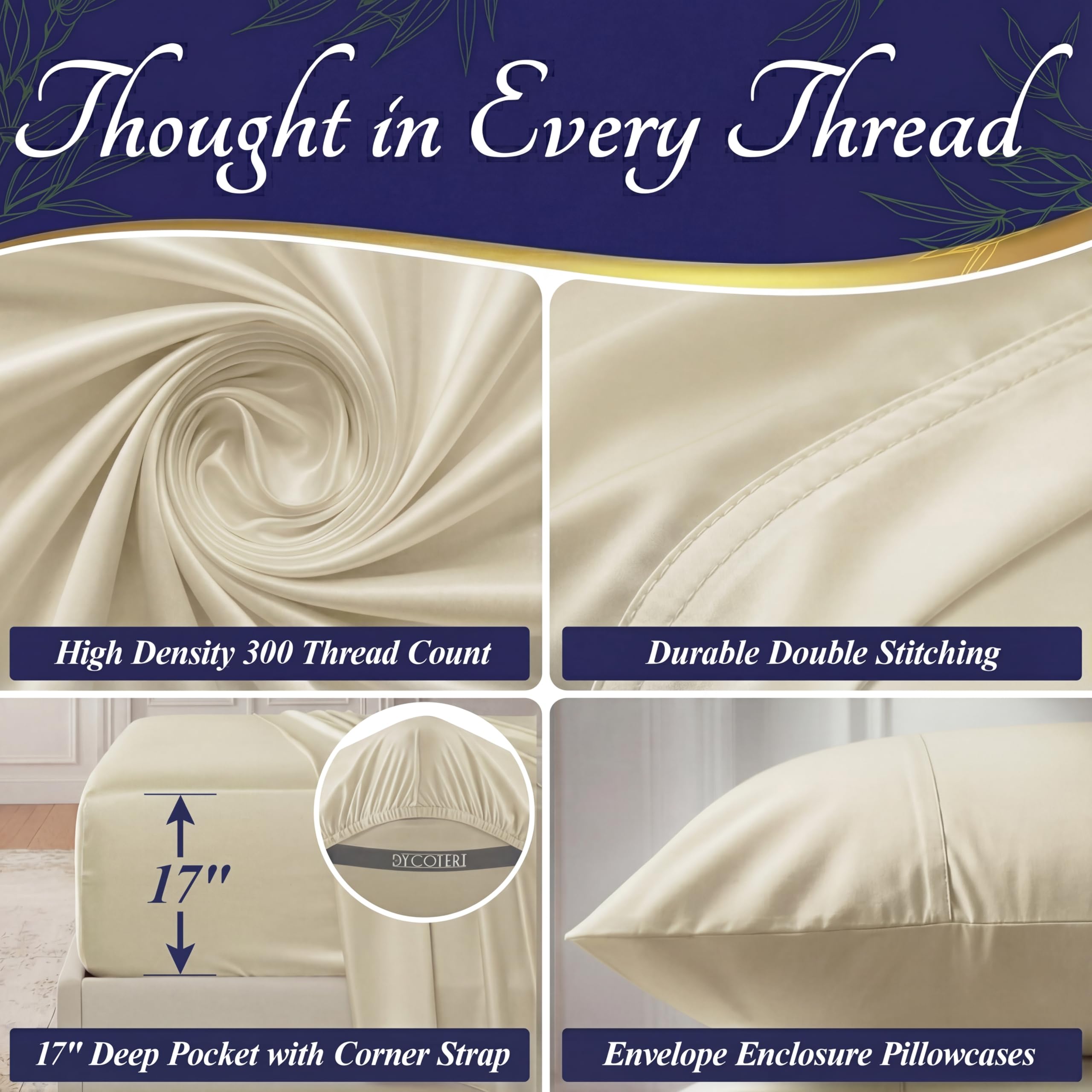 DECOLURE cooling bamboo sheet set seen on bed for restful nights