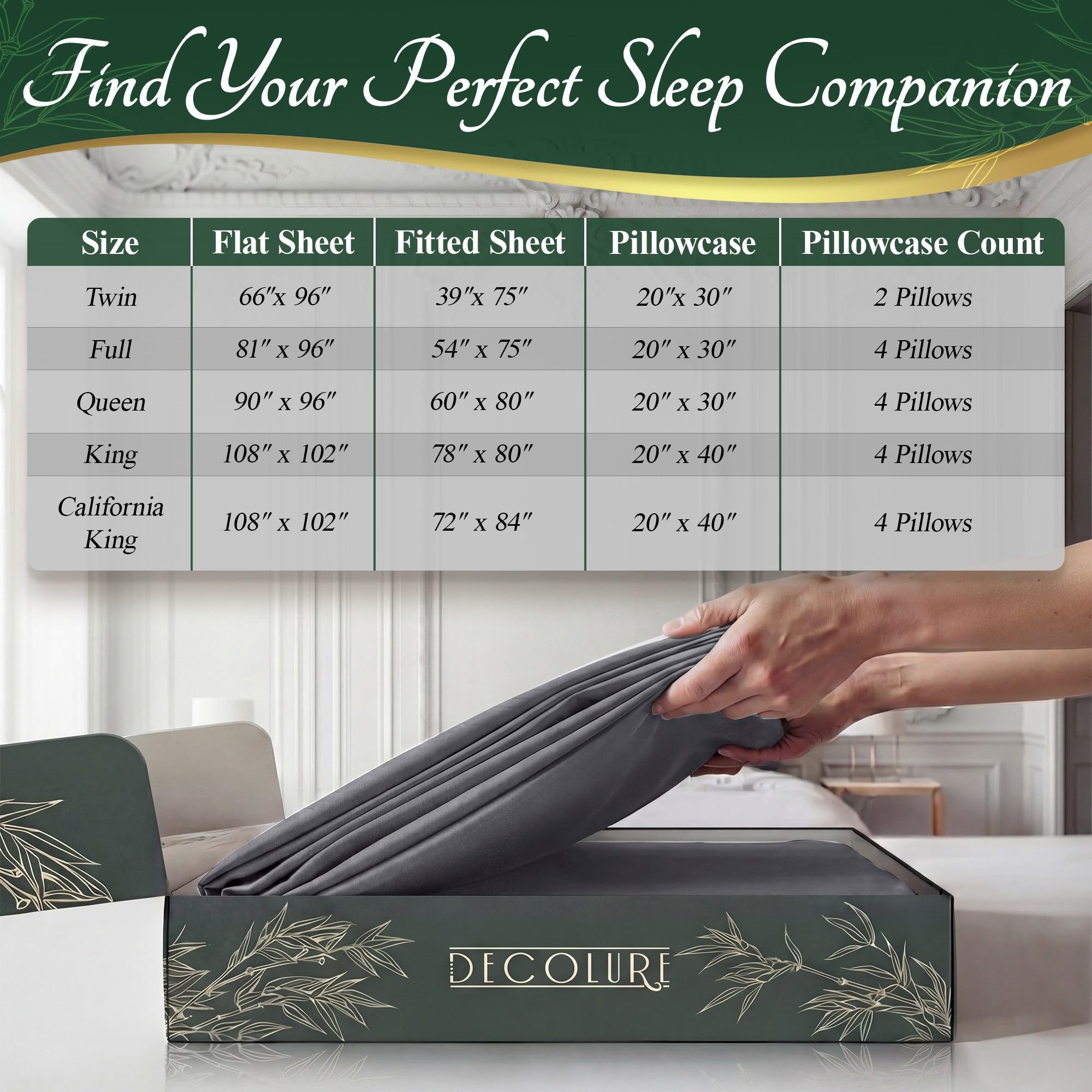 Decolure OEKO-TEX certified gray bamboo sheets for safe, quality materials