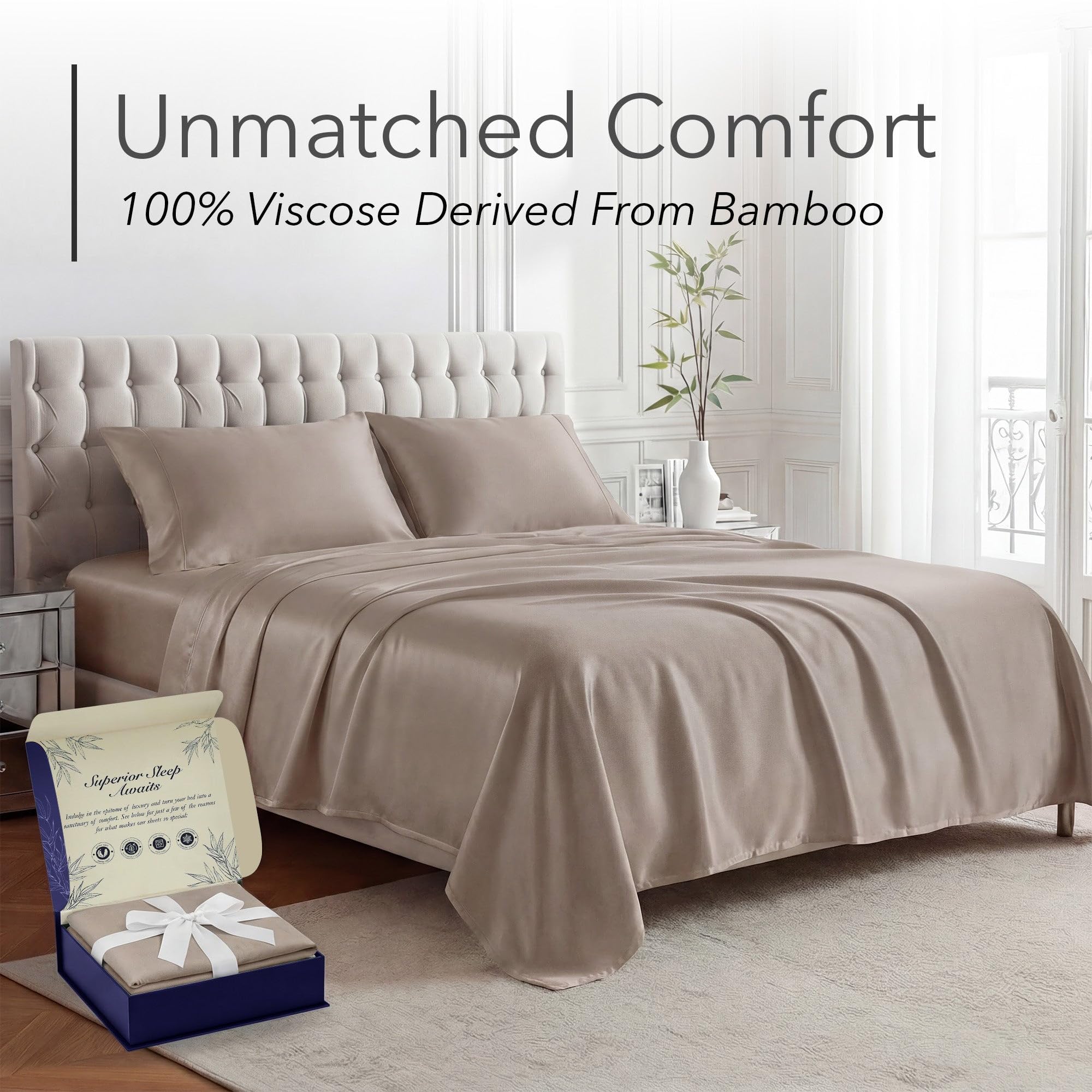 DECOLURE queen fitted sheet with deep pocket for thick mattresses and secure fit