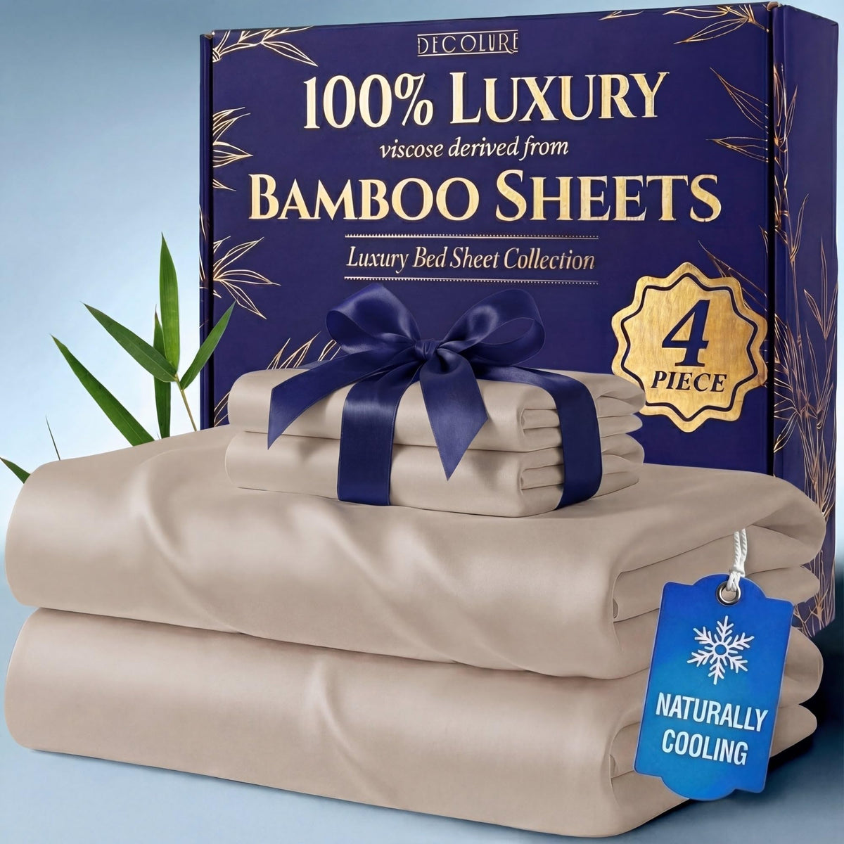 DECOLURE queen flat sheet: silky viscose from bamboo for all-night softness