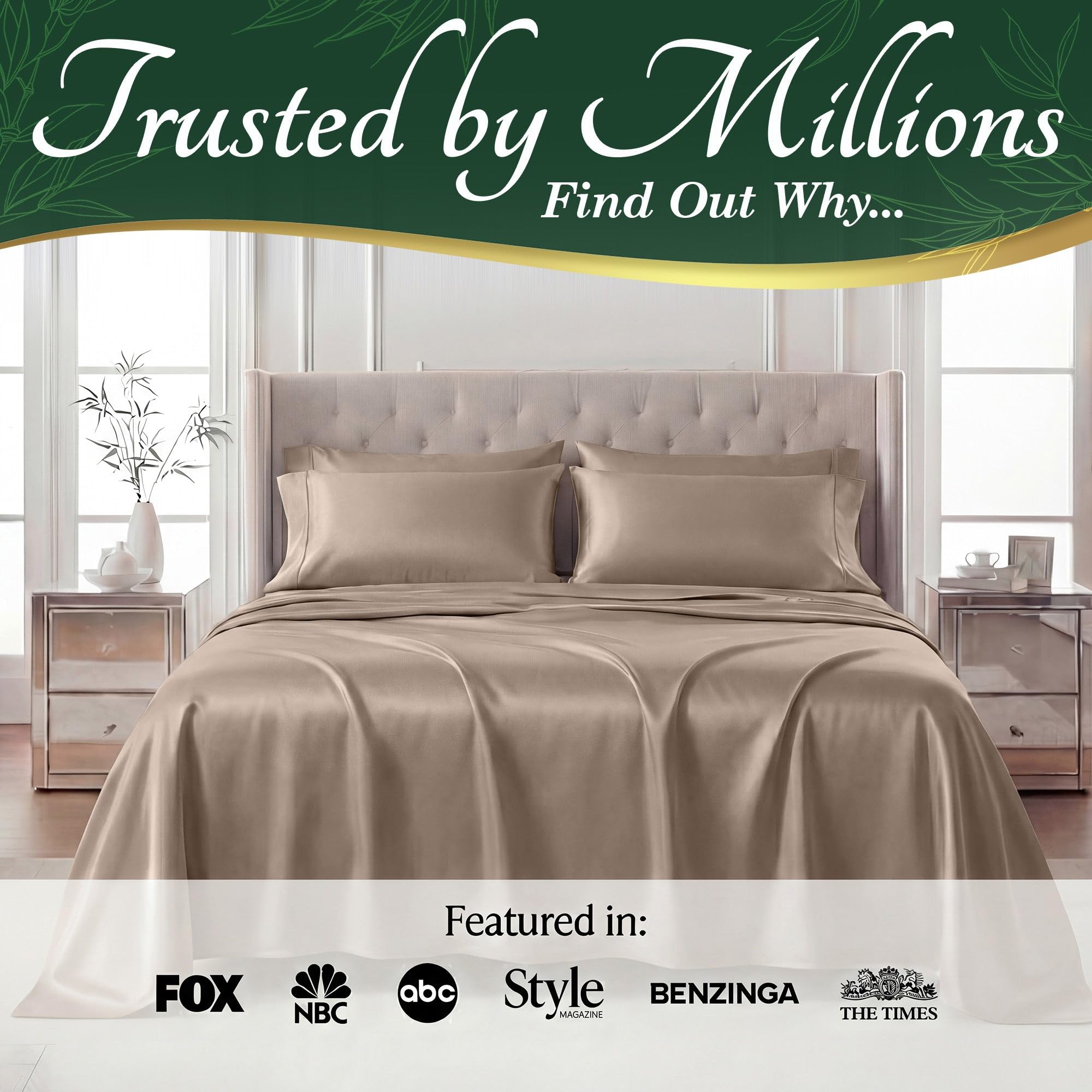 DECOLURE taupe bedding in a bedroom scene showing versatile color and drape.