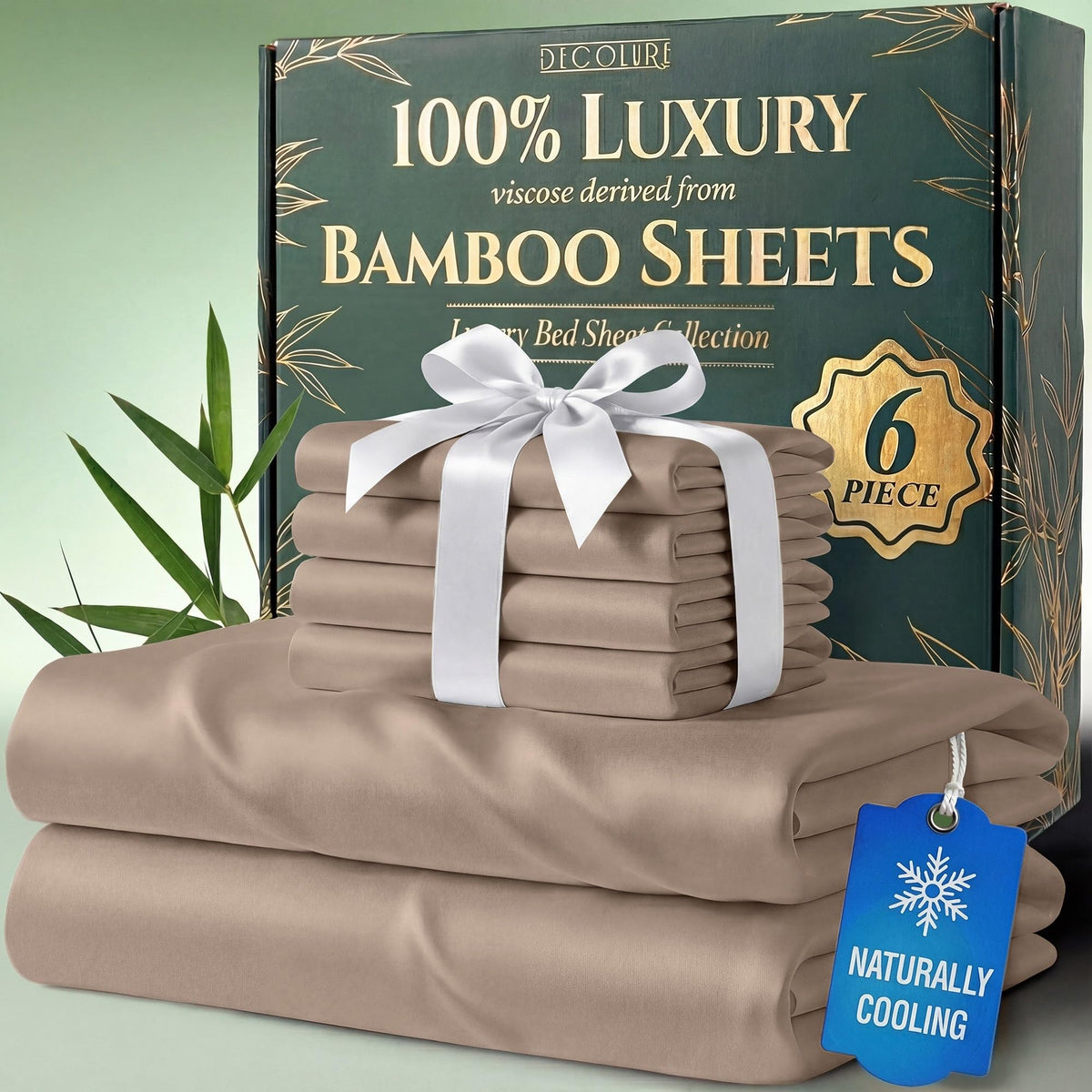 DECOLURE king-size flat sheet showcases silky viscose from bamboo for cool comfort.