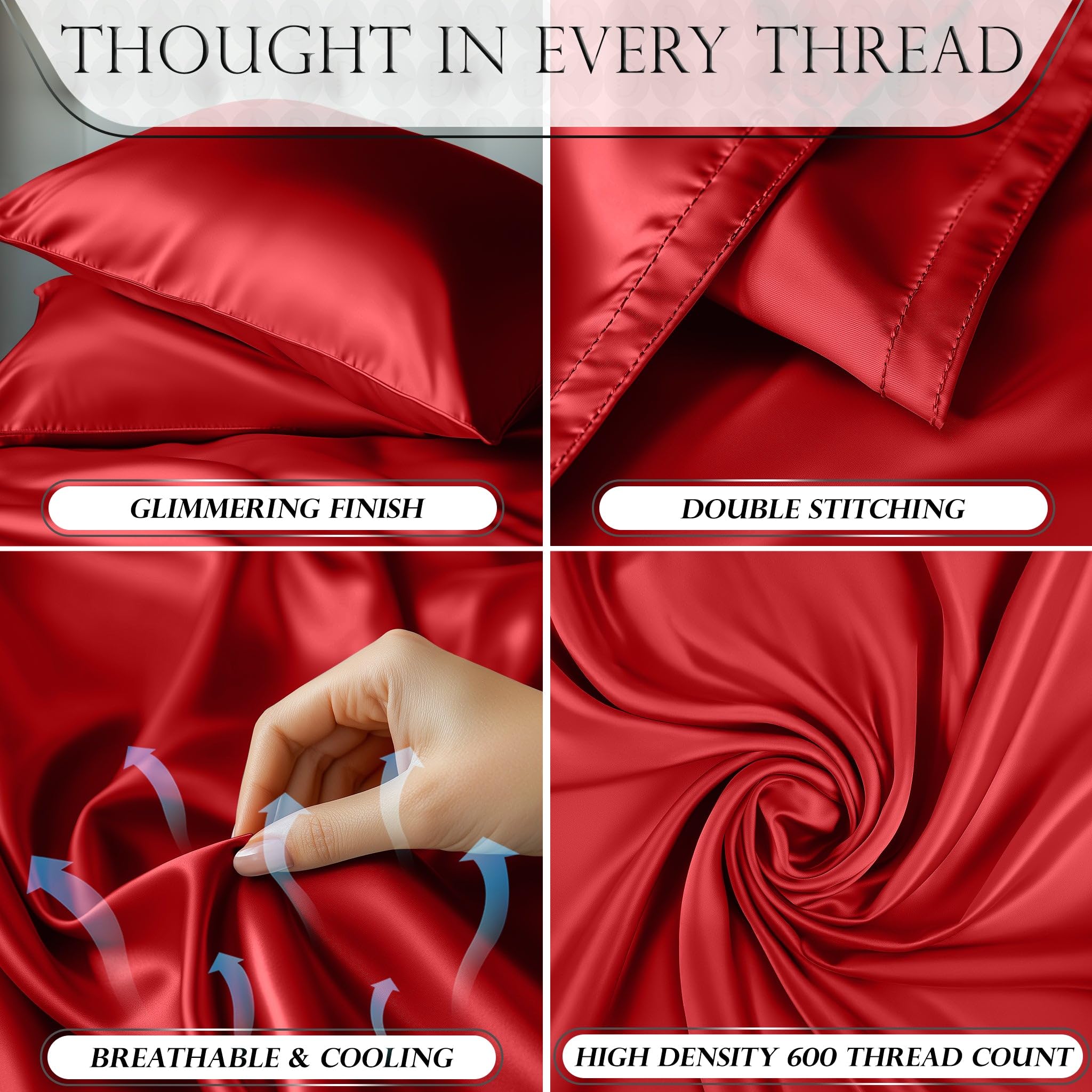 DECOLURE satin fitted sheet with 15 inch deep pocket stays in place.