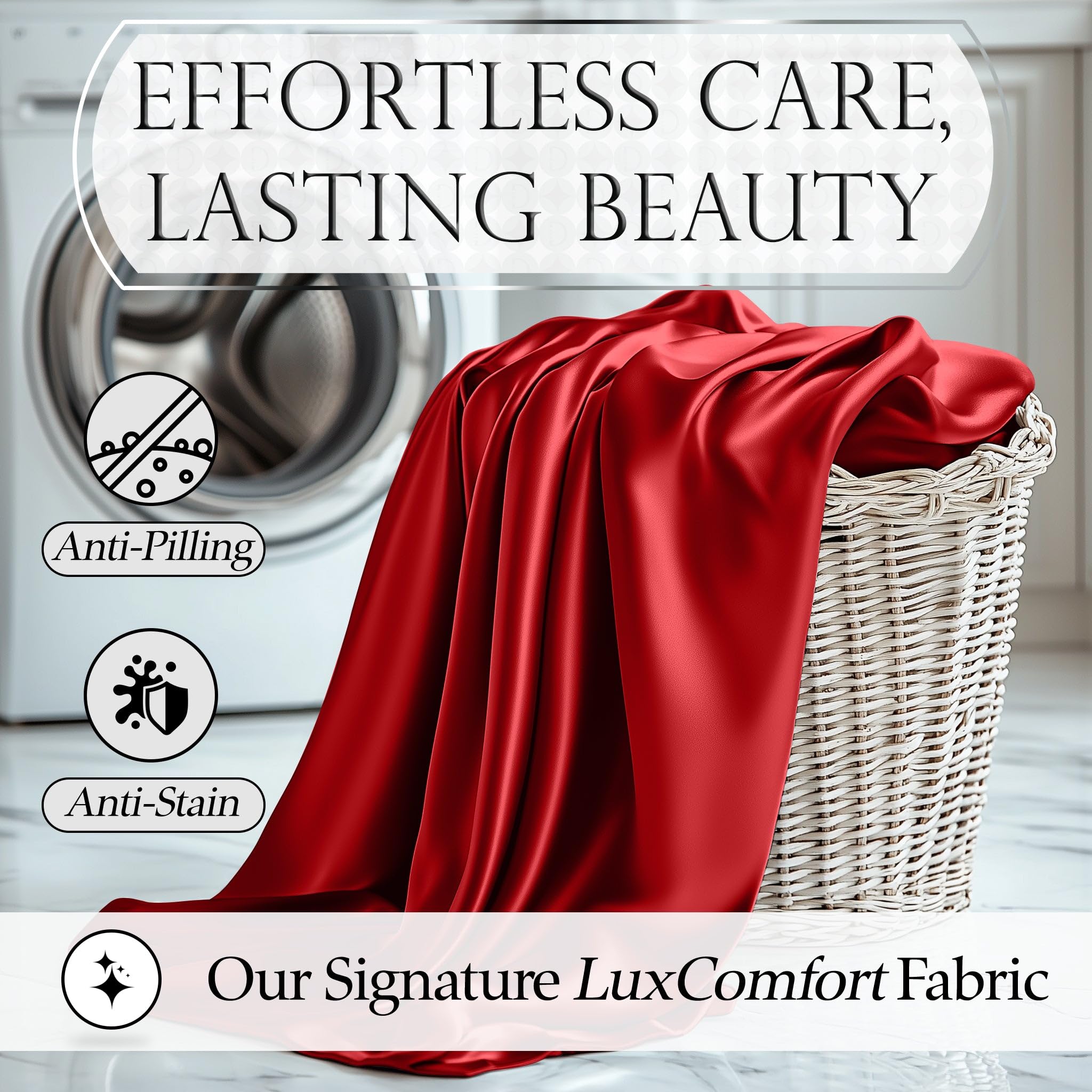 DECOLURE satin bed sheets create a calm, hotel-like bedroom ambience.