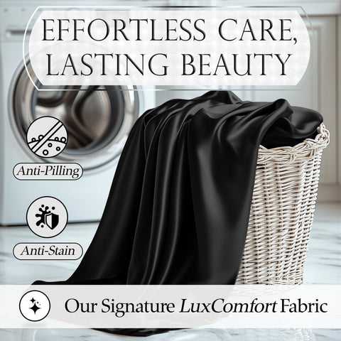 DECOLURE satin bed sheets king-size set demonstrates deep-pocket compatibility.