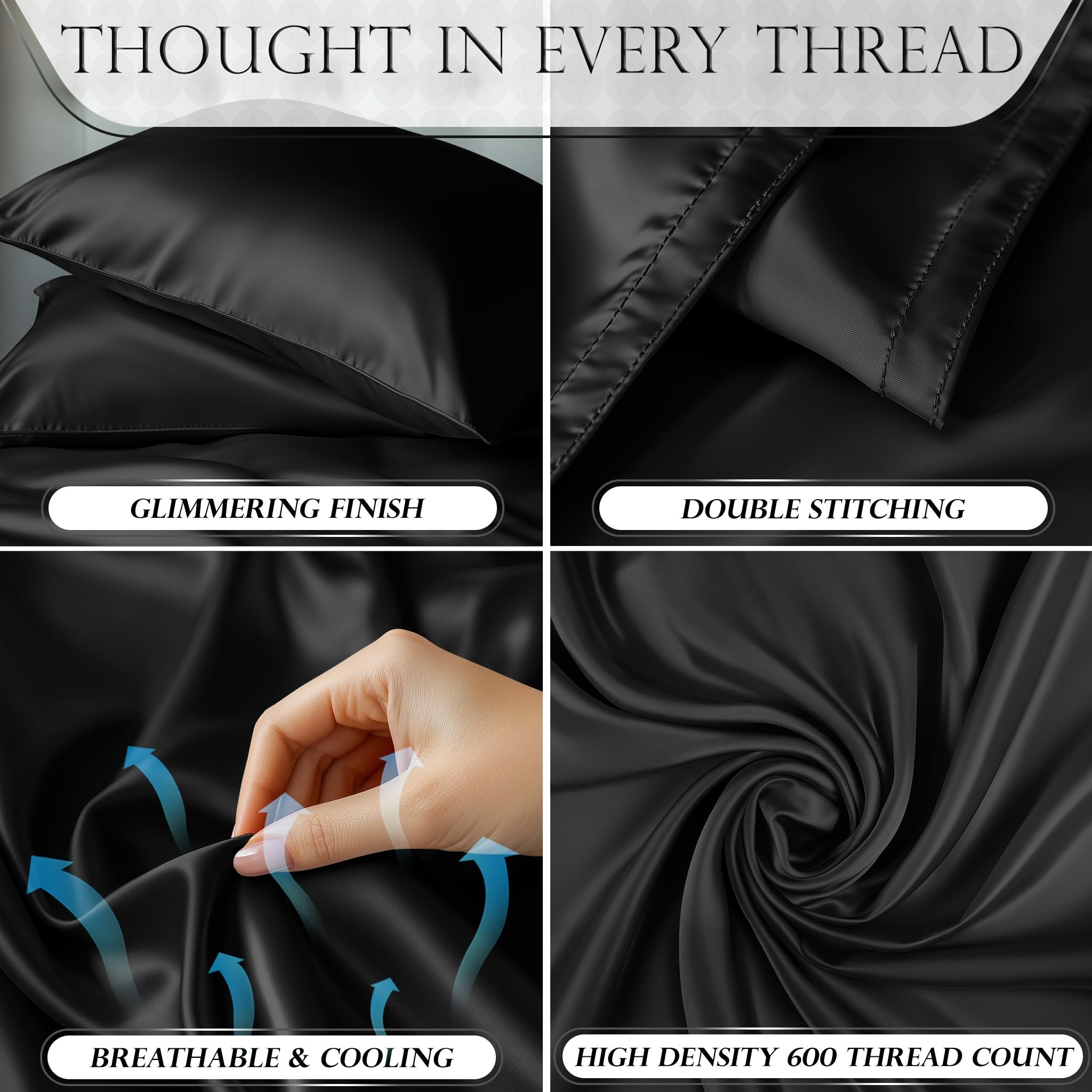 Top sheet and pillowcases arranged to illustrate complete set