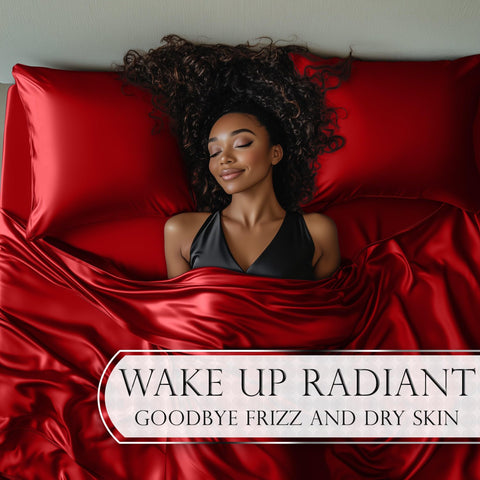 DECOLURE satin top sheet and pillowcases complete the red set.