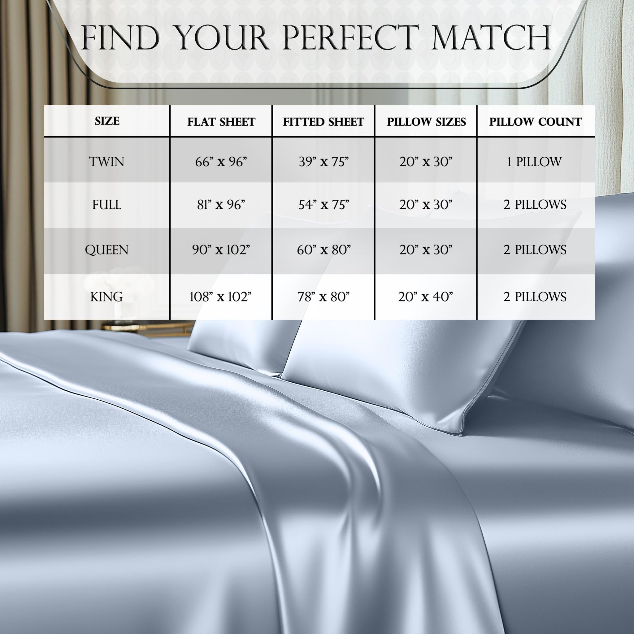 Decolure satin sheets baby blue gift-ready packaging ideal for gifts.
