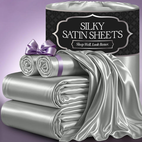Decolure satin sheets grey with a glossy finish for a luxurious look