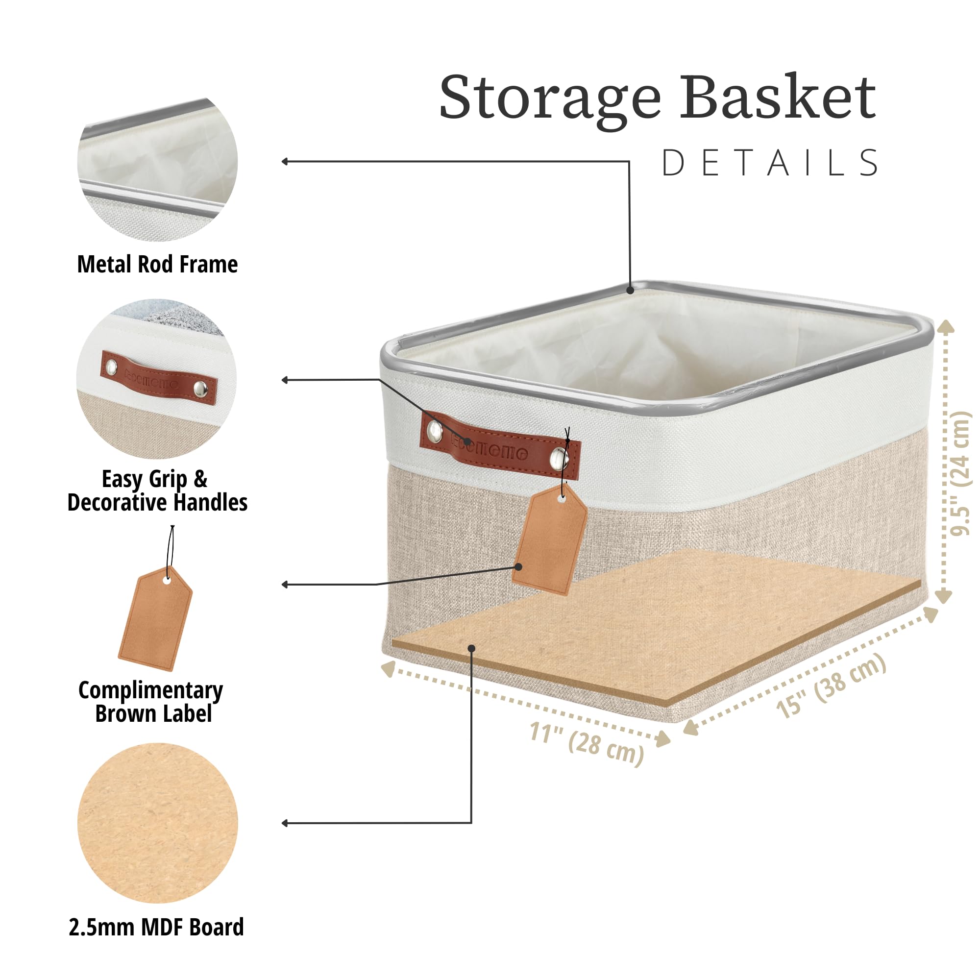 DECOMOMO bin with upper metal frame provides sturdy support for upright standing.