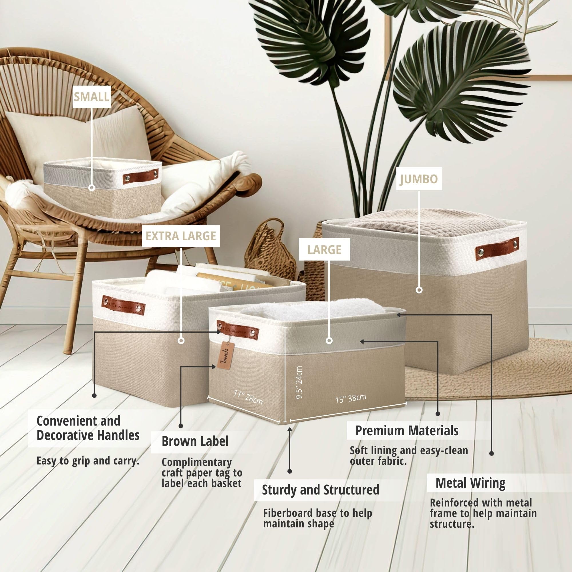 DECOMOMO bins on bedroom shelves create tidy, accessible closet organization.