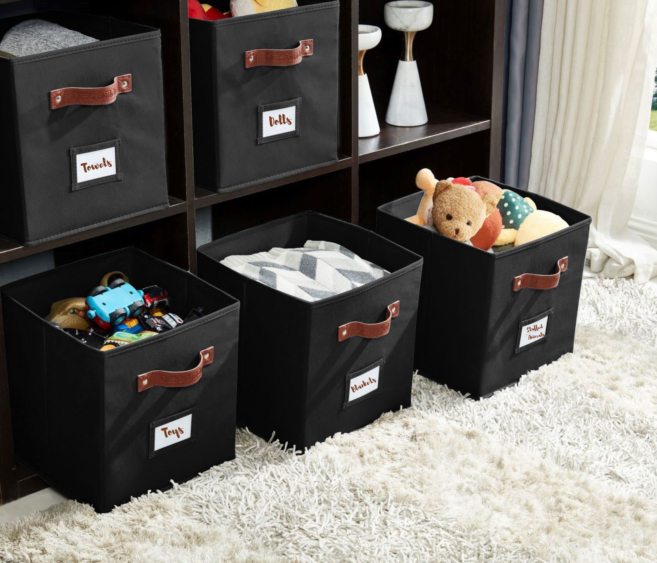 DECOMOMO textured fabric bin close-up highlights sturdy construction