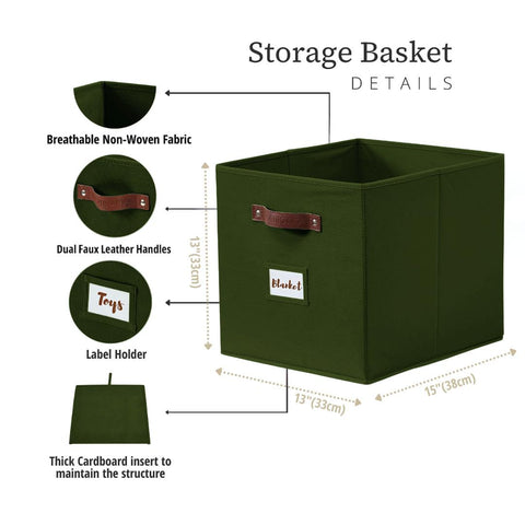 DECOMOMO back label holder on olive-green basket enables labeling from either side