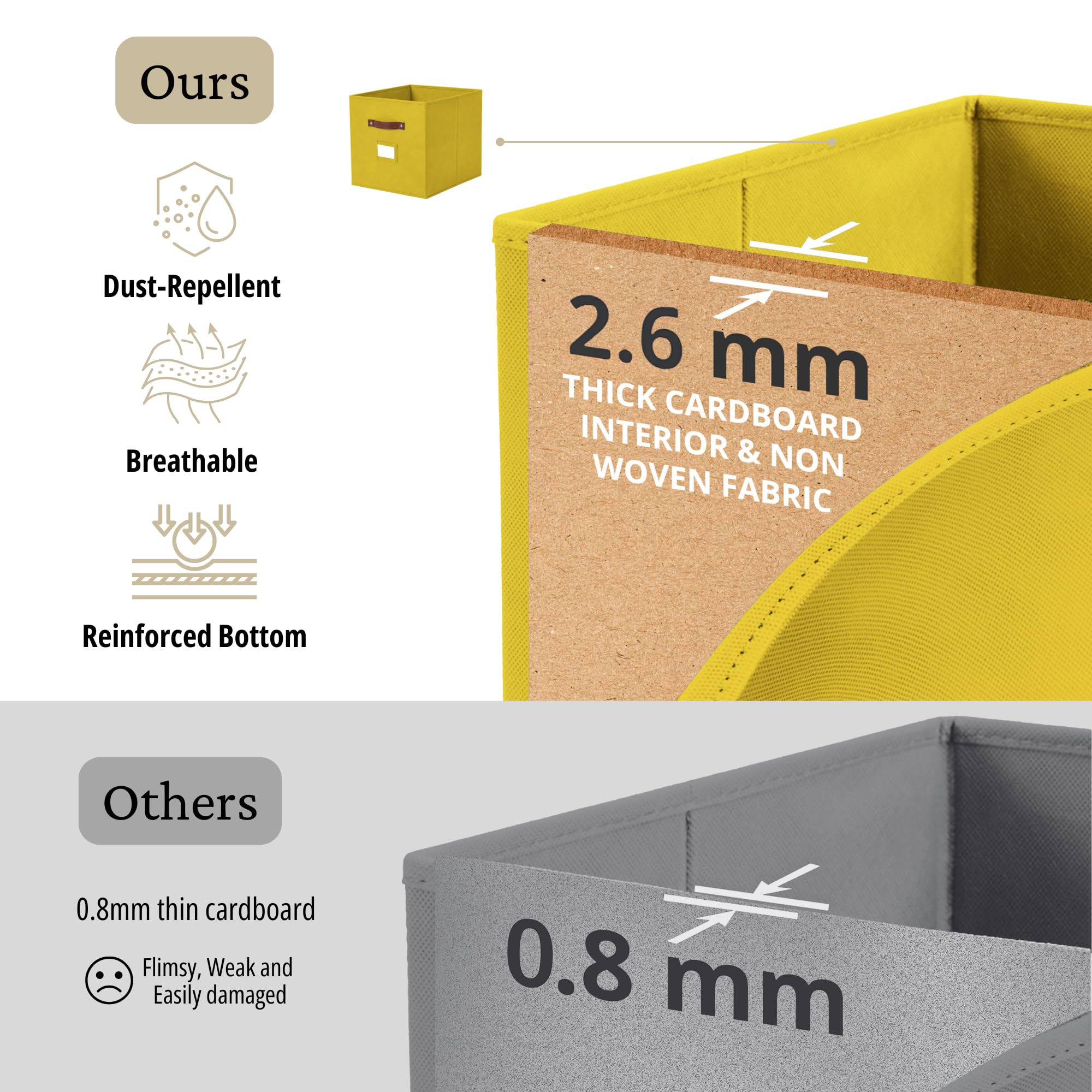 DECOMOMO rainbow storage cubes fabric detail showing durable non-woven material.