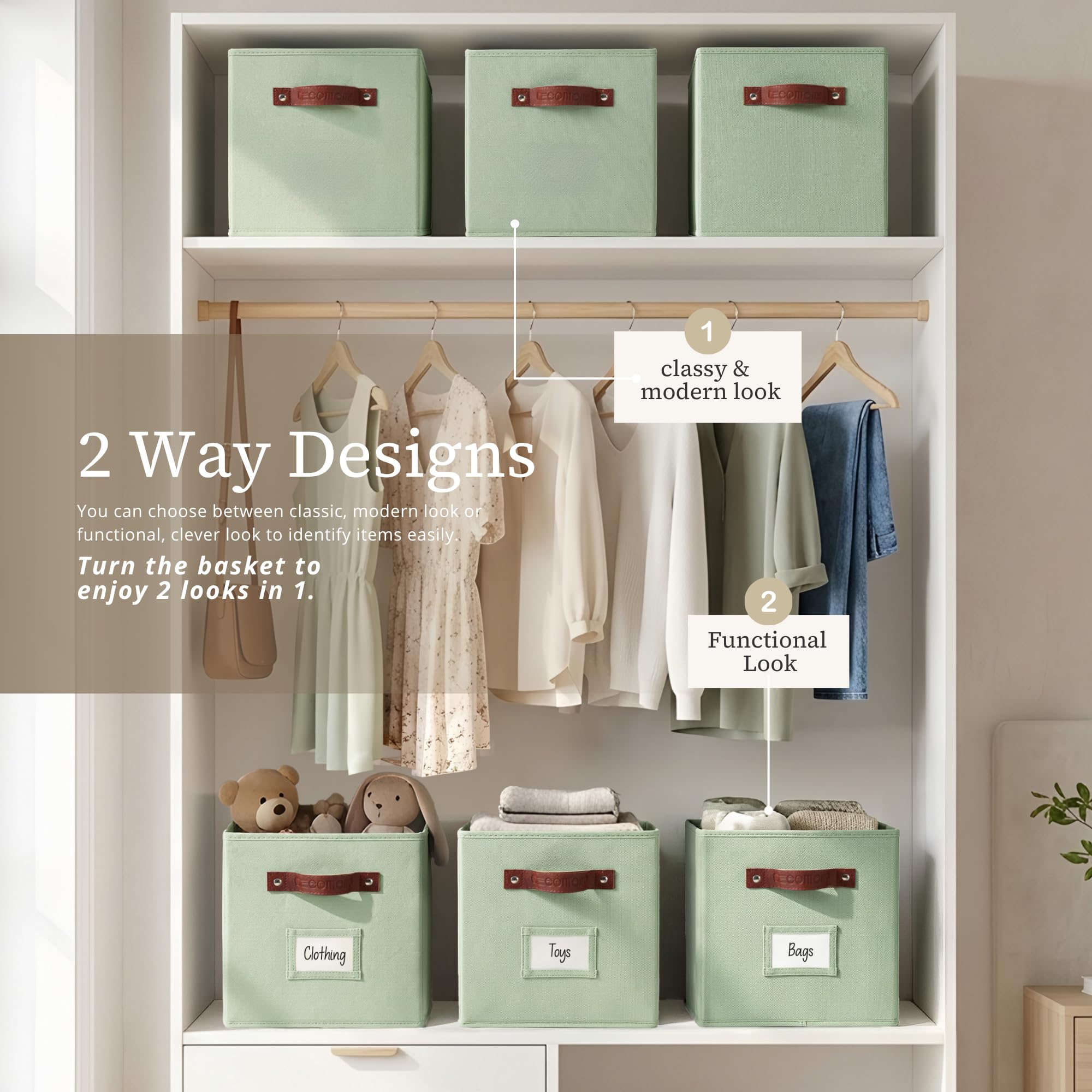 DECOMOMO six-pack bin on a shelf compatible with cube organizers