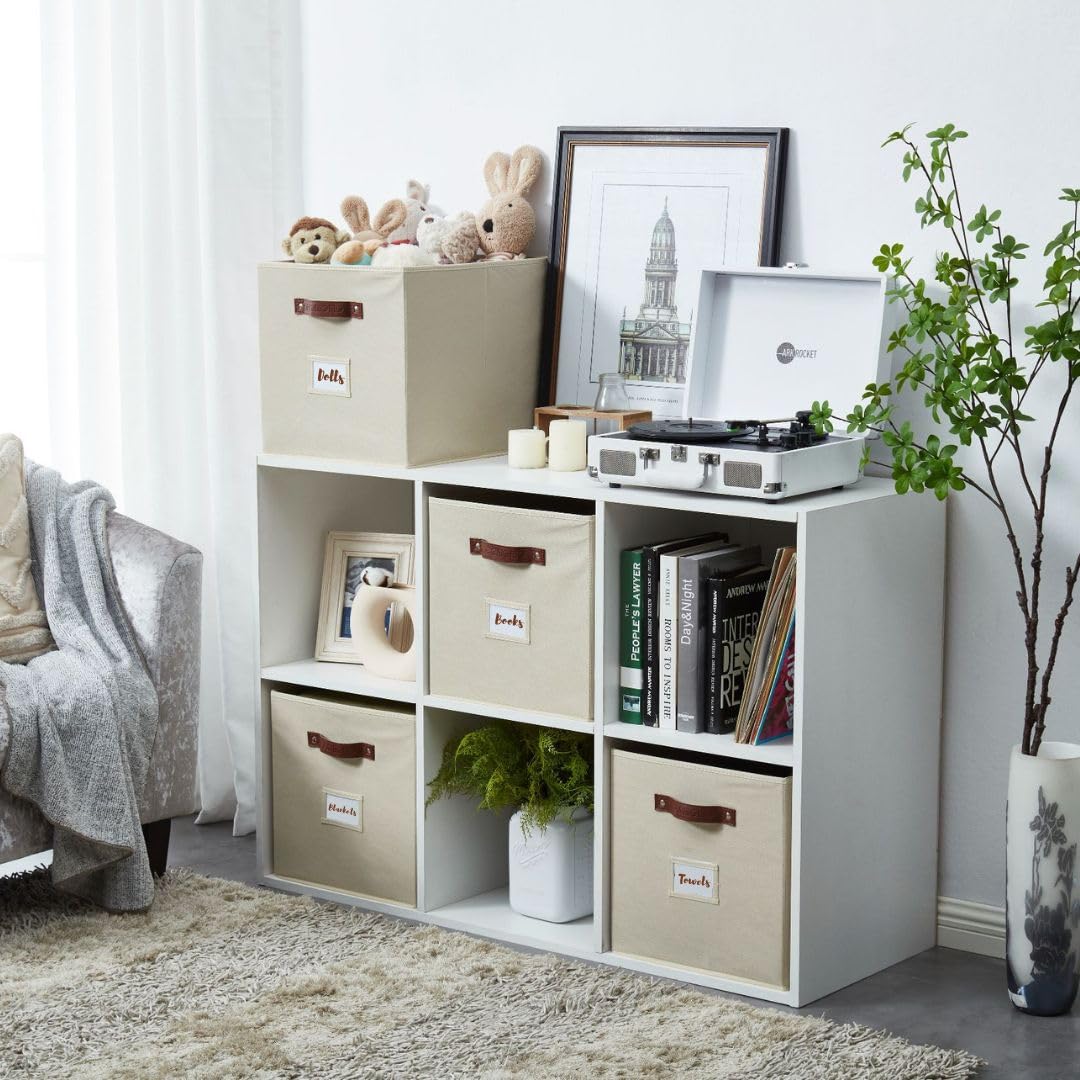 DECOMOMO storage baskets with back label visibility