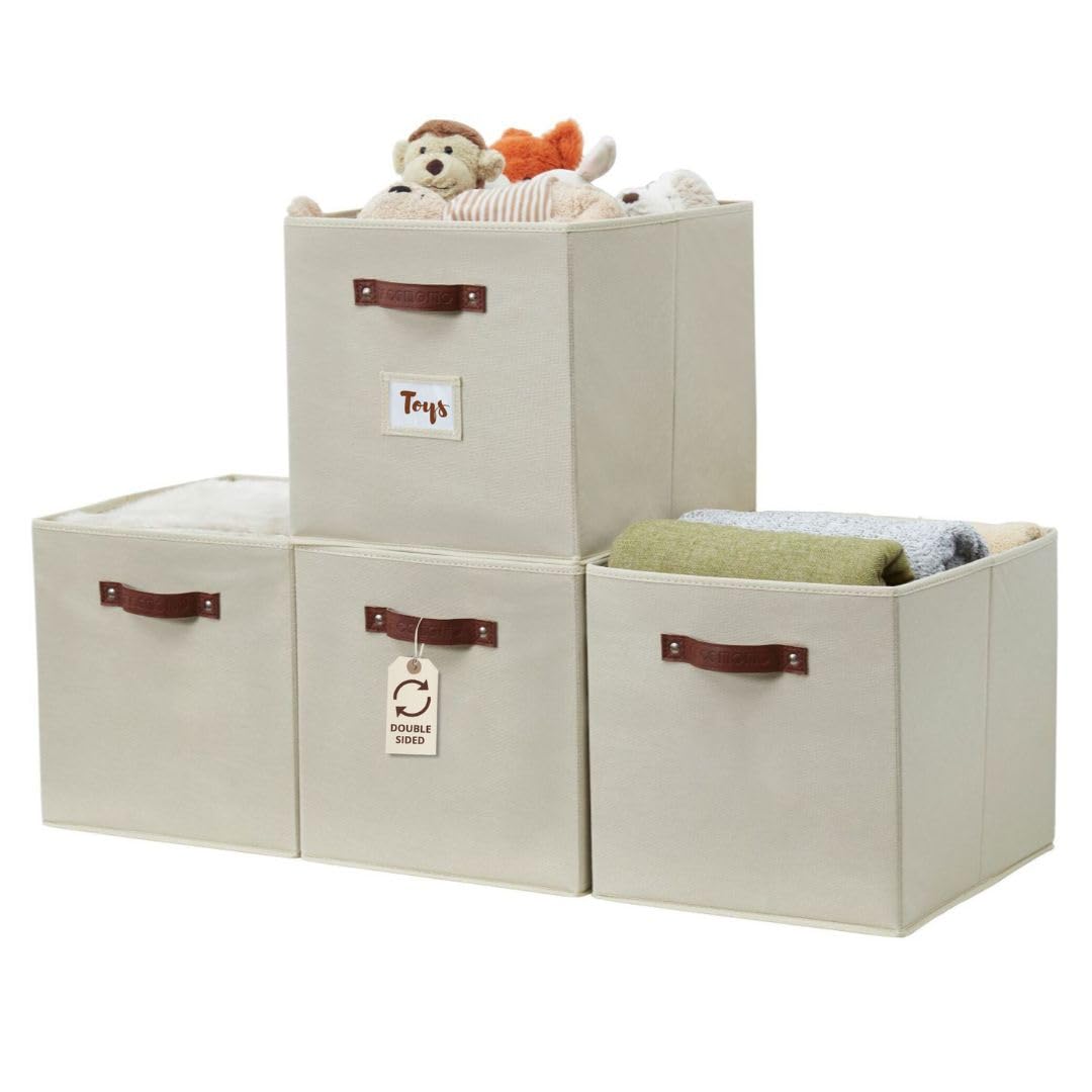 DECOMOMO storage baskets with front label for organized closet shelves