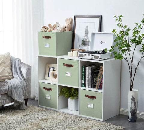 DECOMOMO Kallax bin with dual handles ideal for clutter-free closet storage.