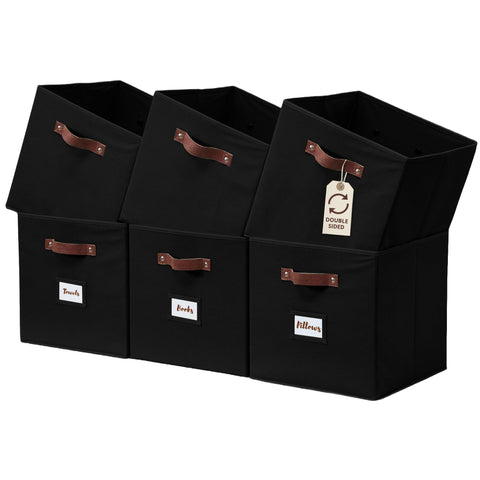 DECOMOMO storage bin with front label for easy on-shelf organization
