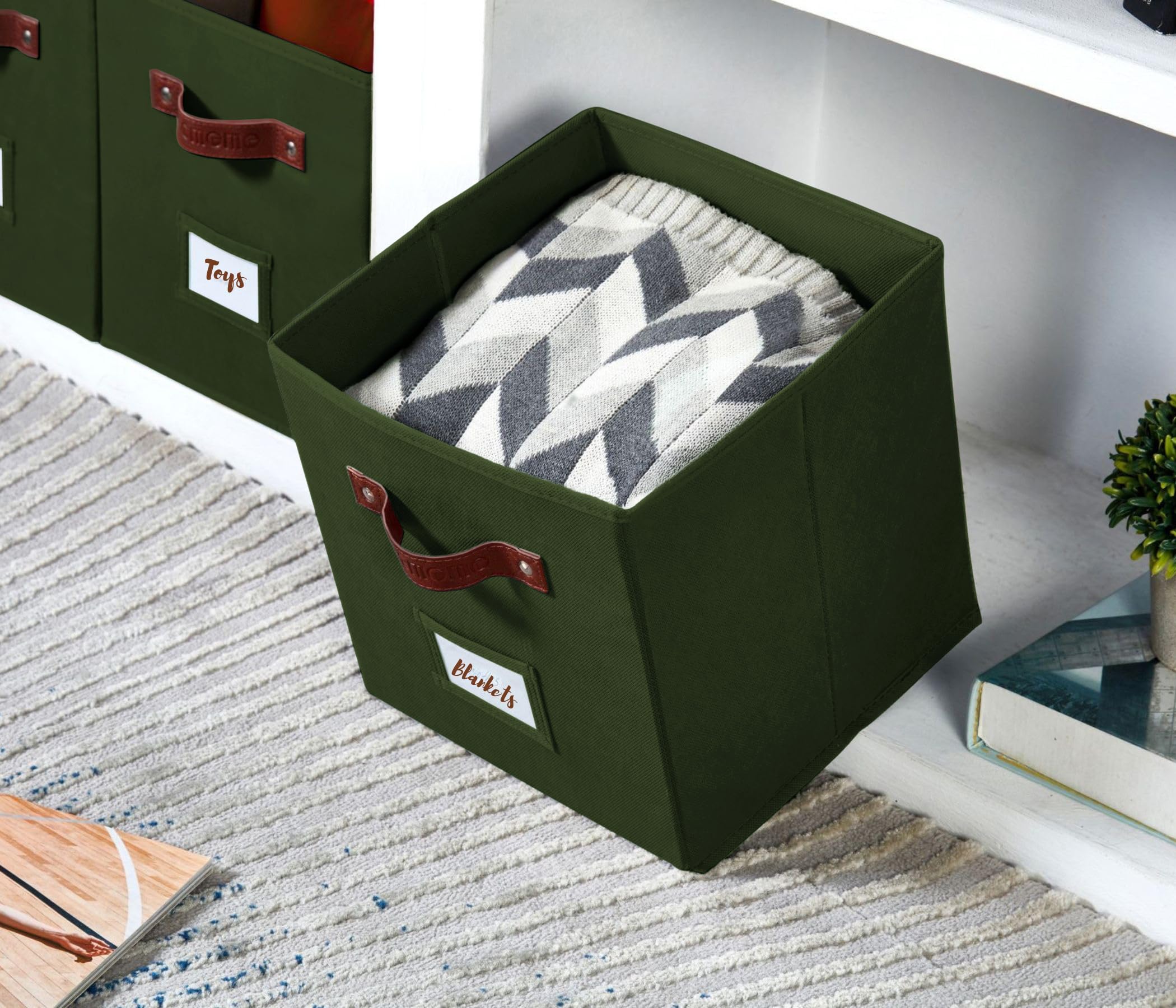DECOMOMO storage bin compatible with IKEA Kallax shelves for easy setup.