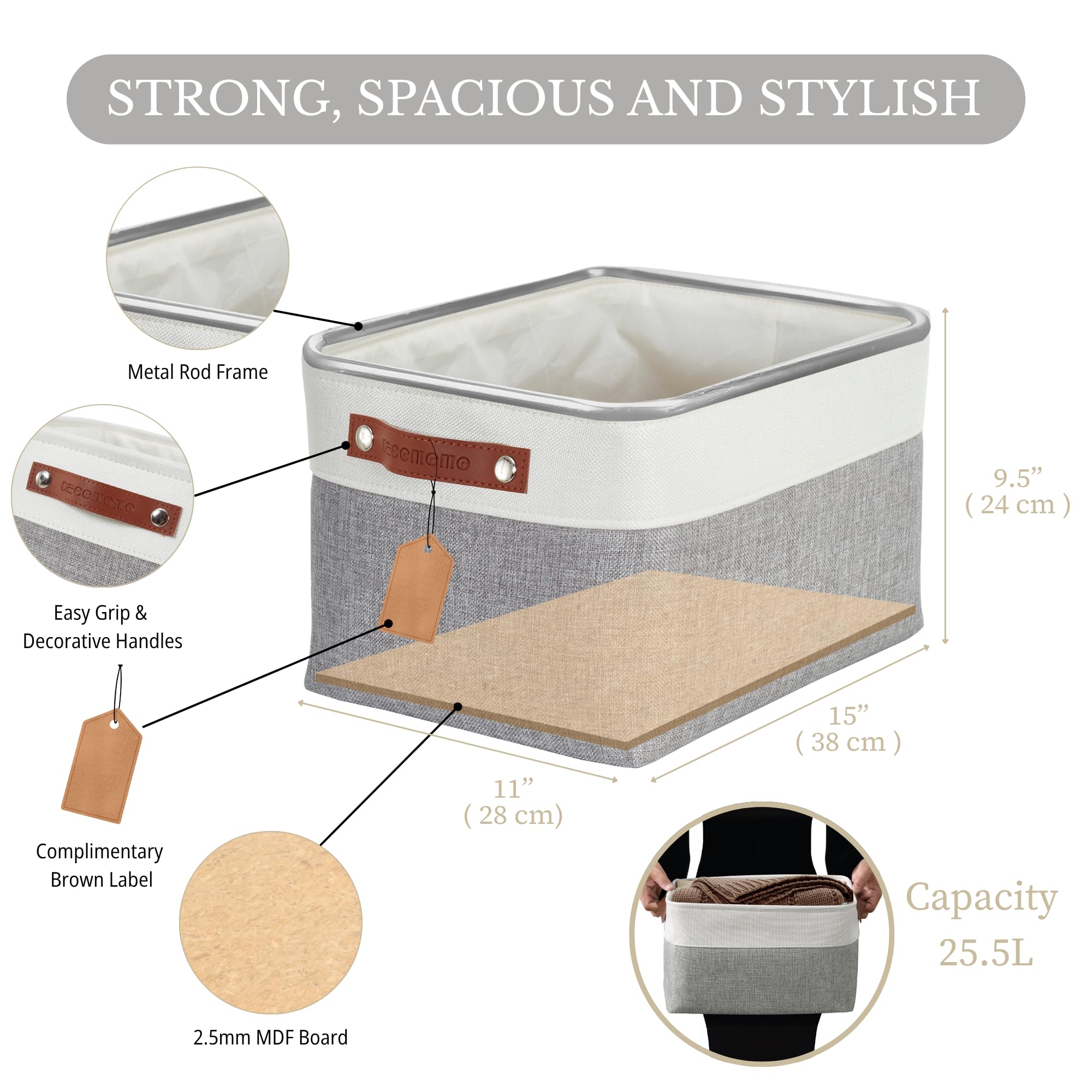 Reinforced metal frame and MDF bottom provide upright stability