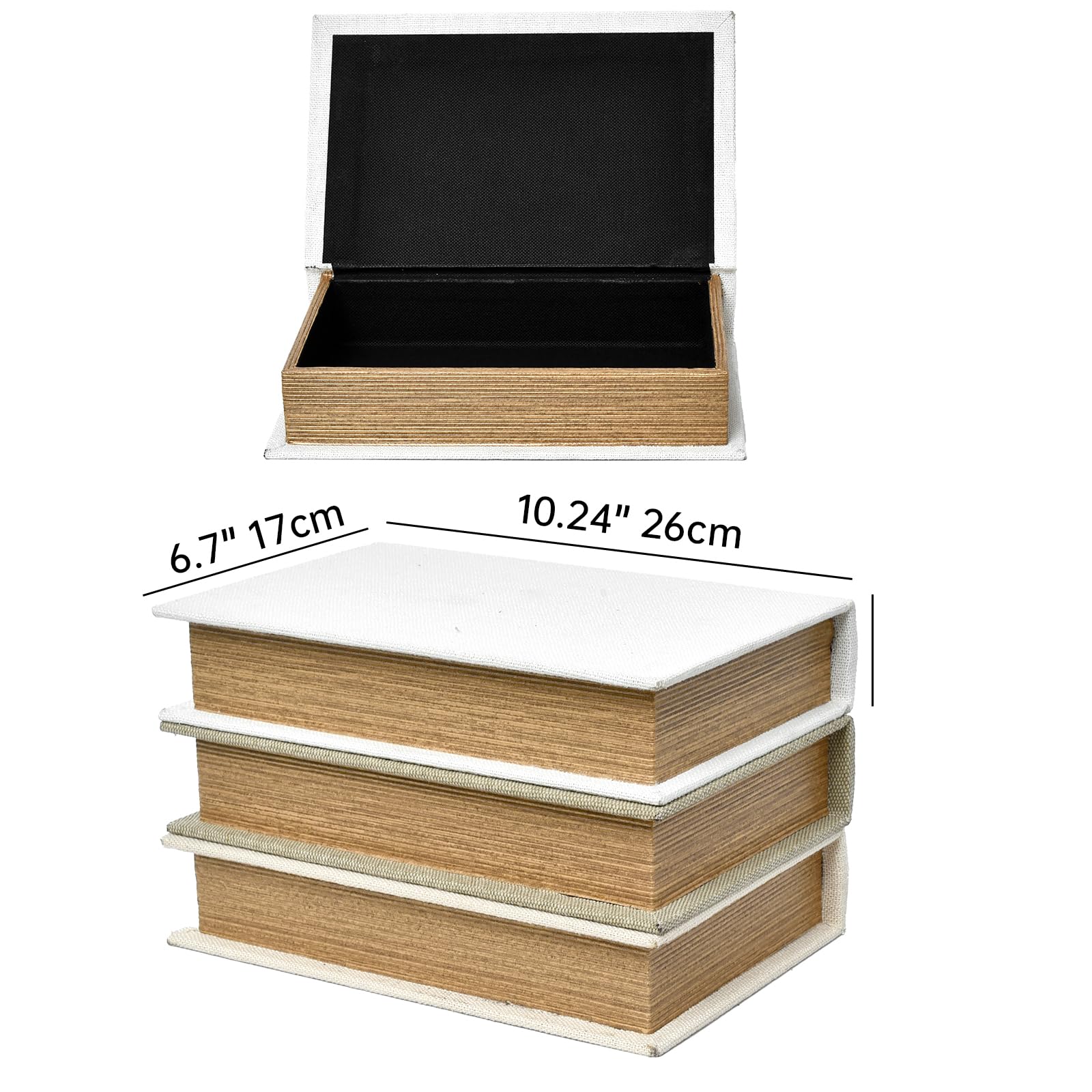 DECOR4SEASON beige book box closeup highlighting wood detail and warm ambiance