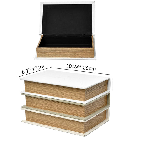 DECOR4SEASON beige book box closeup highlighting wood detail and warm ambiance