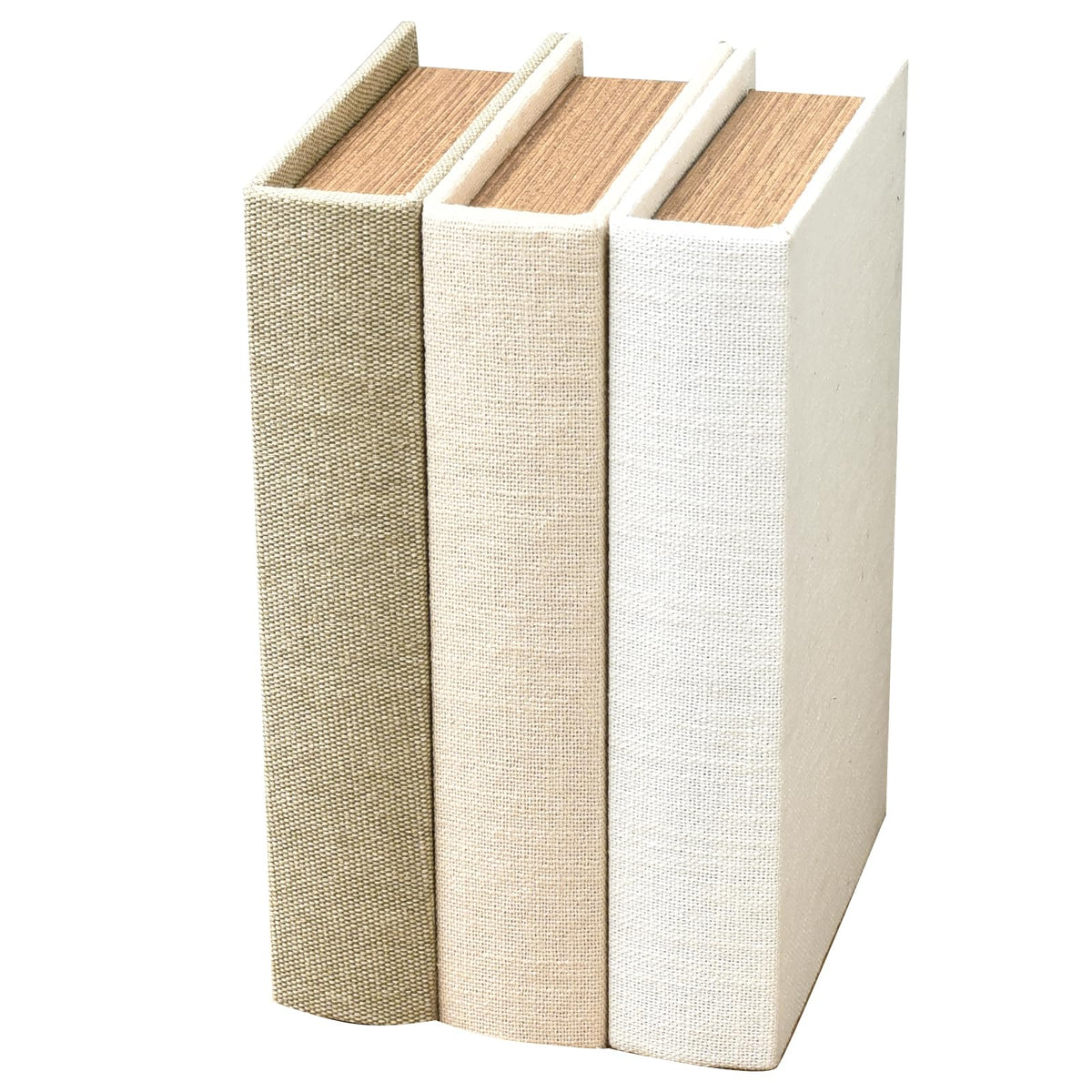DECOR4SEASON modern book box taupe closeup with linen texture for refined décor