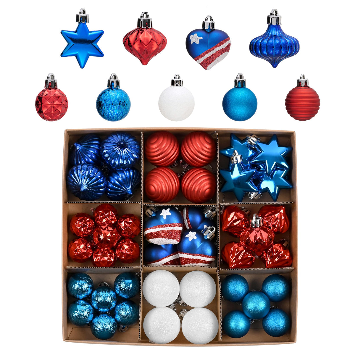 Decor by Hannah 4th of July ornament ball with red, white, blue finish for festive décor.